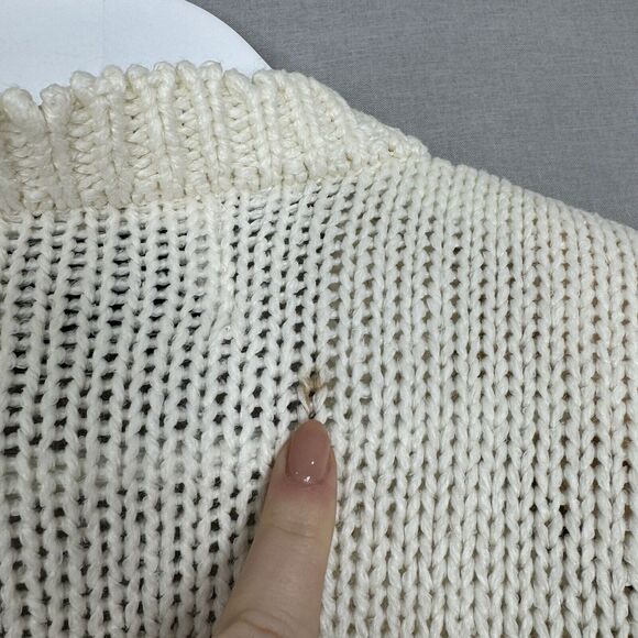 Vintage Nuggets Womens Sweater M White Floral Cardigan Hand Knitted Cottagecore - Picture 10 of 15